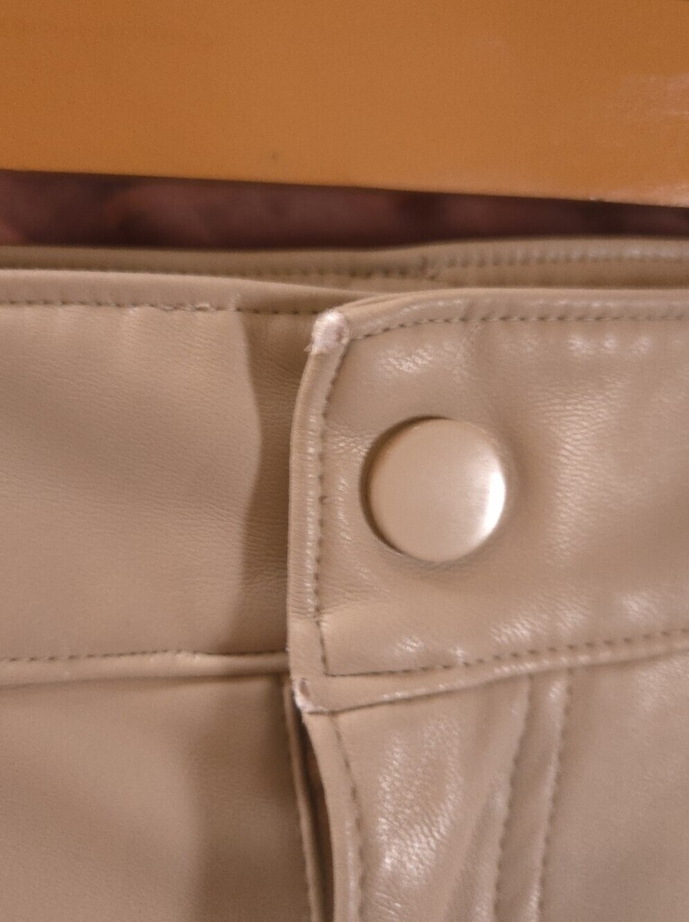 Mexx | Beige Faux Leather Straight Leg Pants, Size 6 - Picture 5 of 10